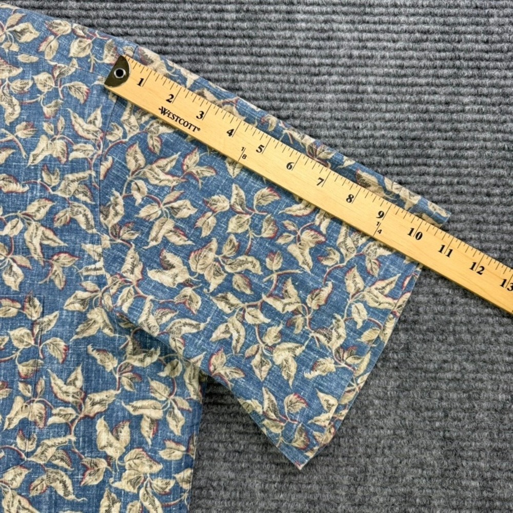 Reyn Spooner Mens XL Blue Leaf Print Hawaiian Traditionals Button Up Shirt - Picture 10 of 11